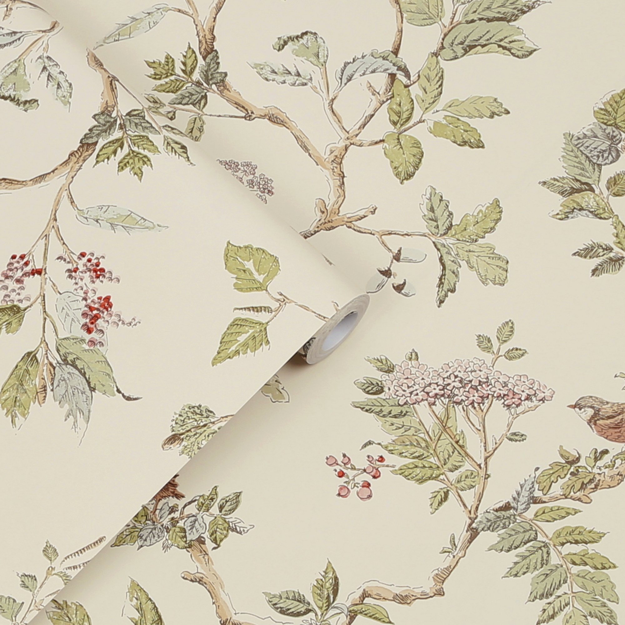 Tapet Laura Ashley Elderwood Naturel EasyUp, Mönstrad Flerfärgad