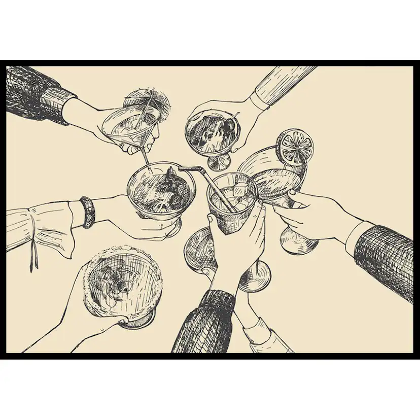 Poster Gallerix Vintage Drinks Drawing