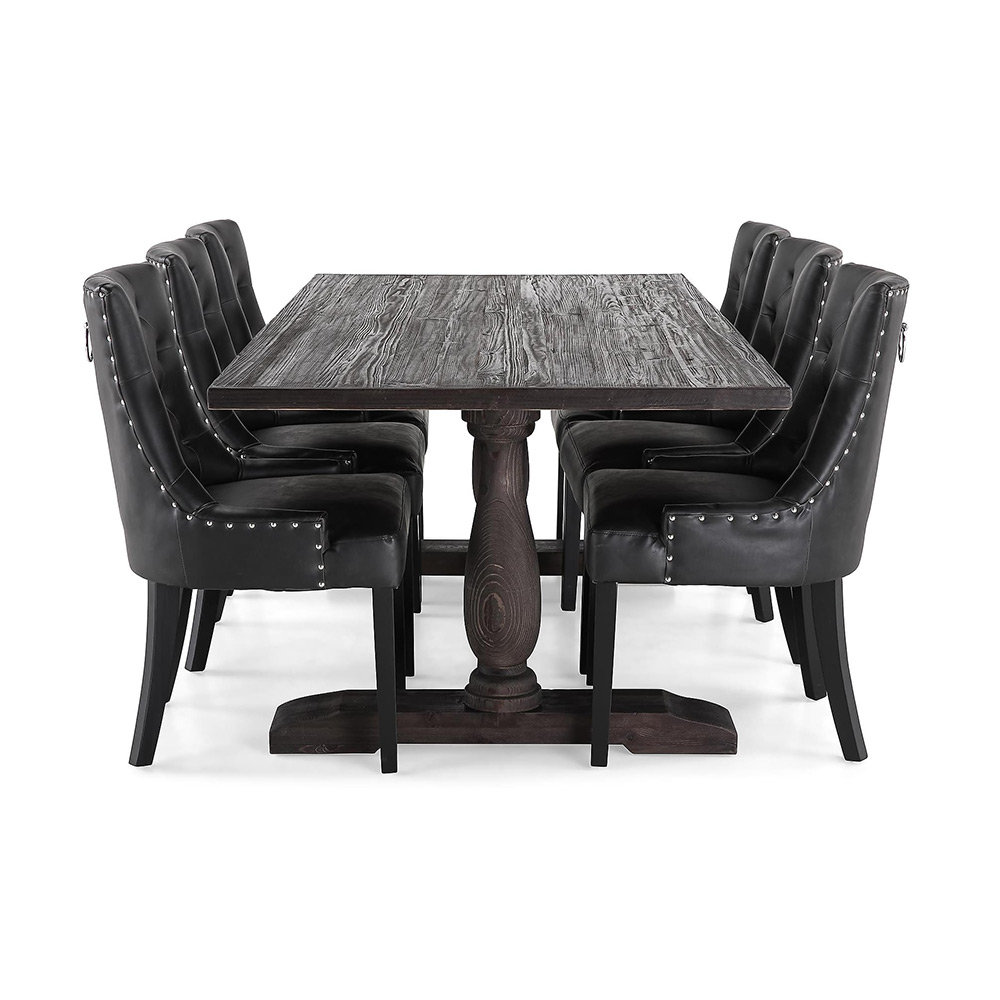 Matgrupp Manor House Dijon Rektangulärt Matbord & 6 Tuva Stolar Gran/Alm