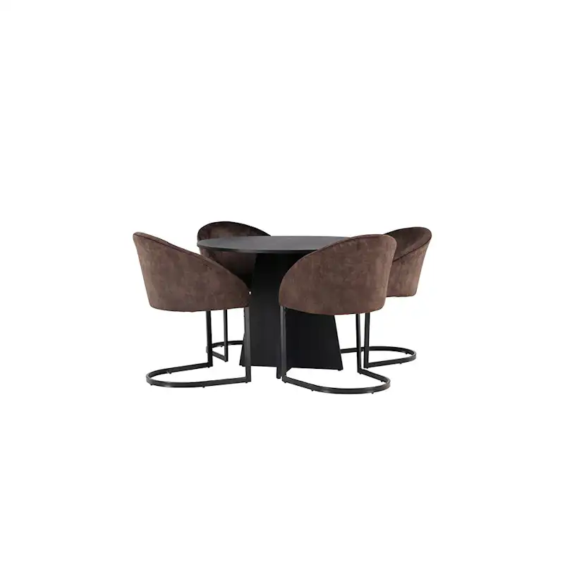 Matgrupp Venture Home Bootcut Ø110 cm med 4 st Evening stolar