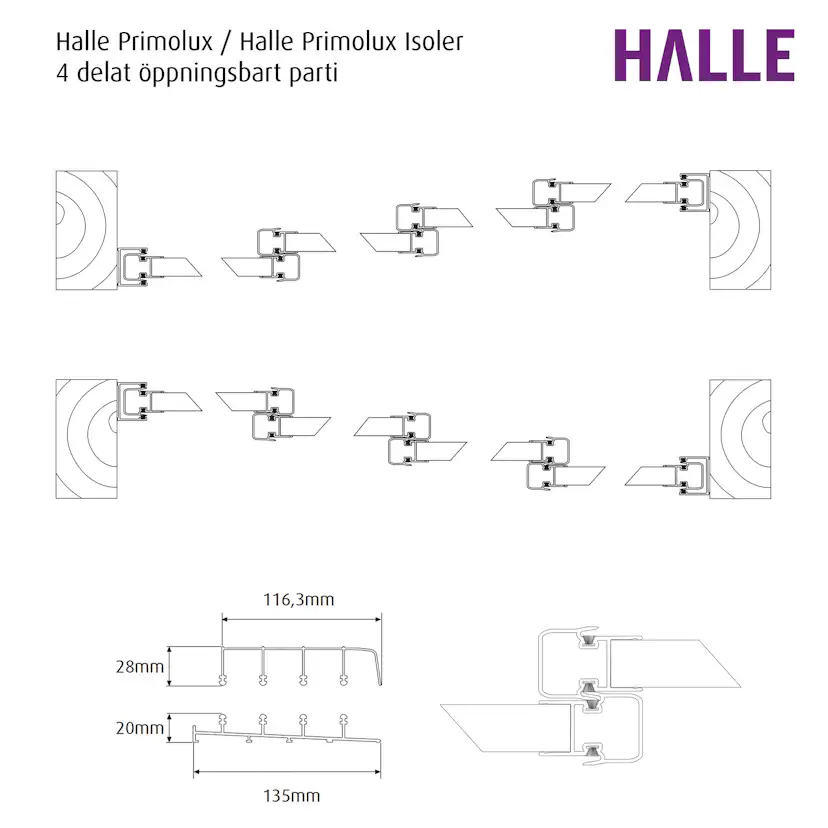 Fast Fönsterparti 4-Delad Halle Primolux