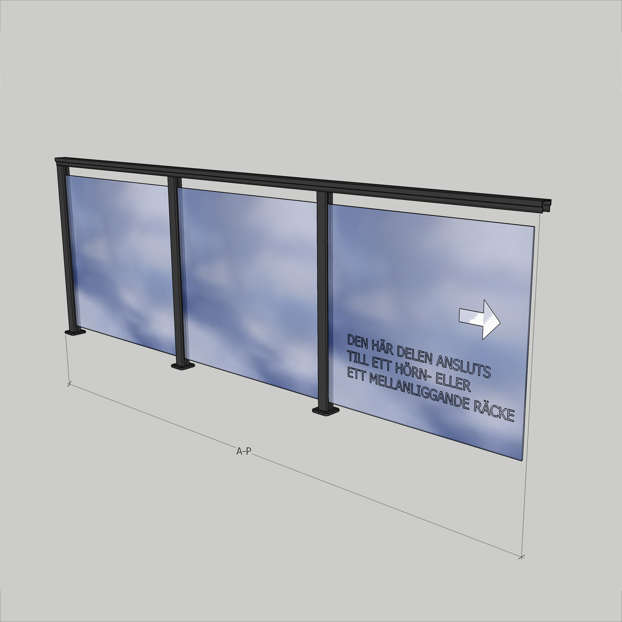 Glasräcke Novoroom Komplett Sektion A-P