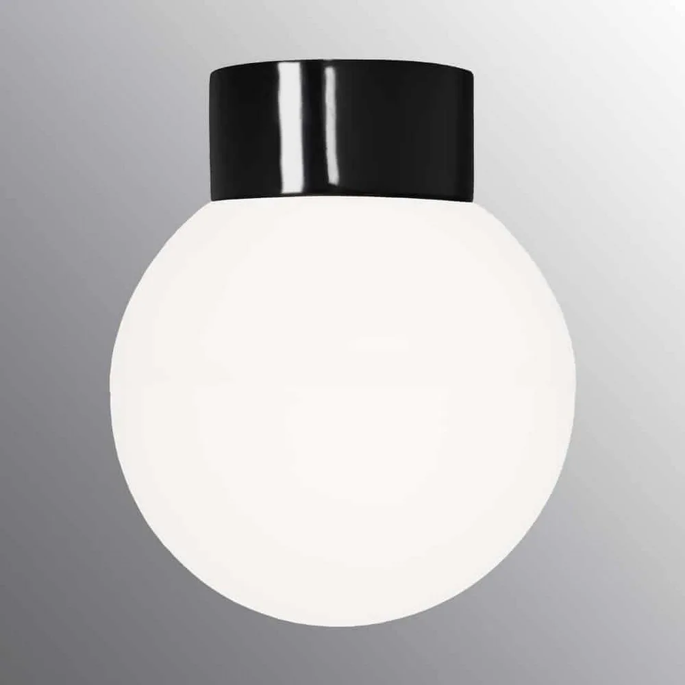 GLOB 200 OPAL IP54 SVA RAK E27 Svart, D: 200 mm