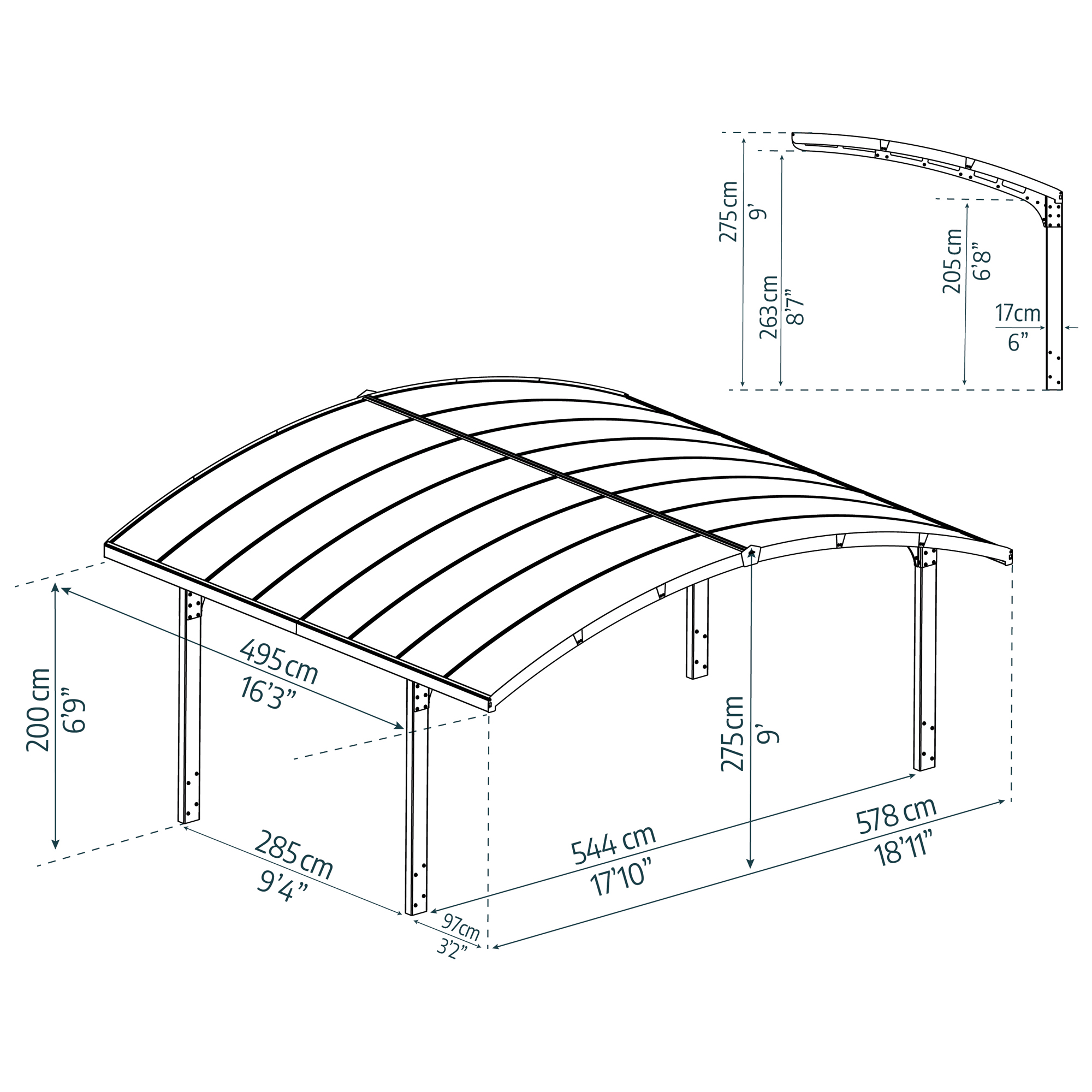 Dubbel Carport Canopia by Palram Arizona Breeze Carport I Metall 6x5 m