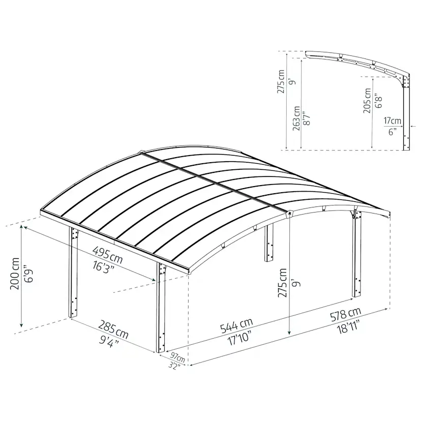 Dubbel Carport Canopia by Palram Arizona Breeze Carport I Metall 6x5 m