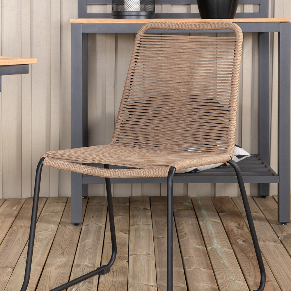 MexicoTable160/240*90-LindosChair-BlackAlu/LatteRope_4 Beige