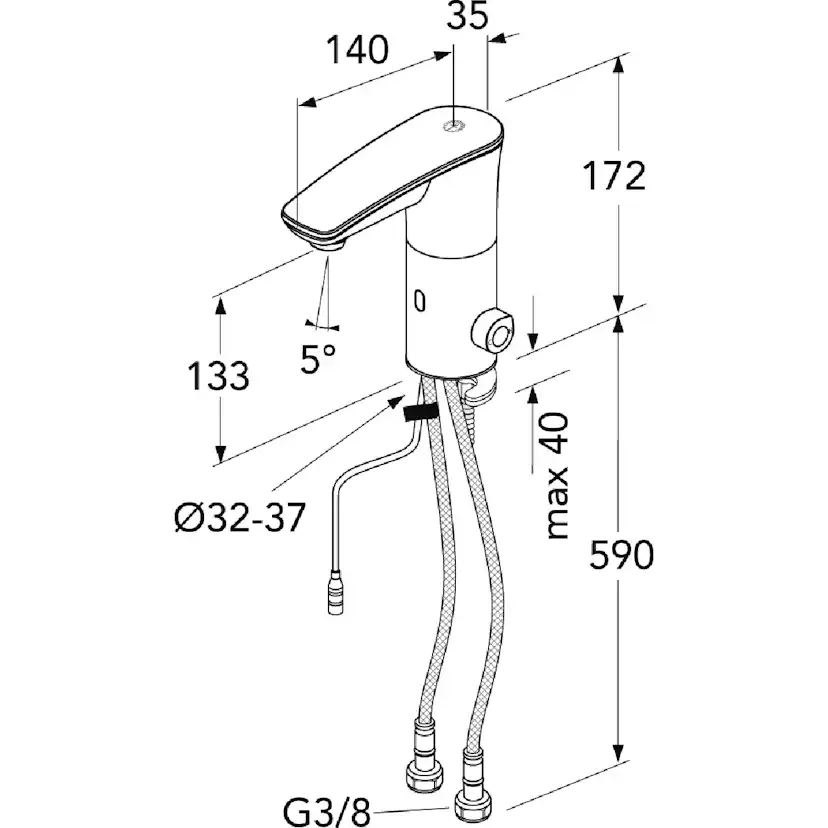 Tvättställsblandare Gustavsberg Sensoric 1.0 240 mm