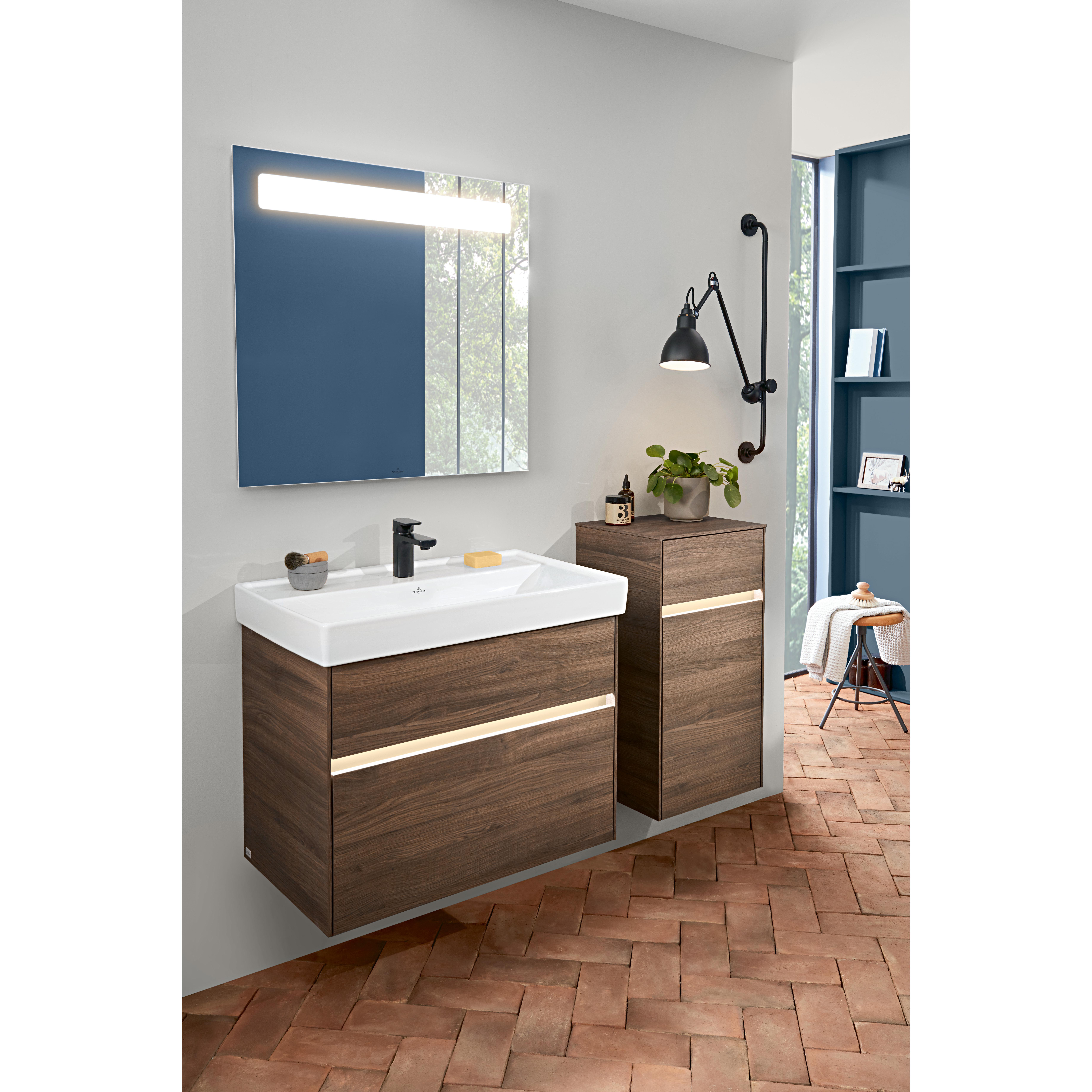 Tvättställ villeroy & Boch Collaro 4A33C5RW Stenvit CeramicPlus, Med Bräddavlopp, 1200 mm, Med Blandarhål, för Trehålsblandare