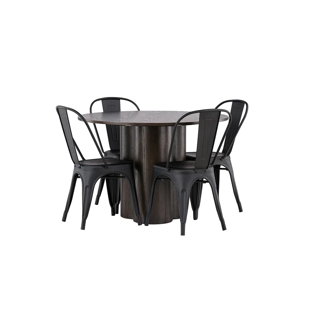 Matgrupp Venture Home Olivia Ø 110 cm med 4 Tempe Stolar