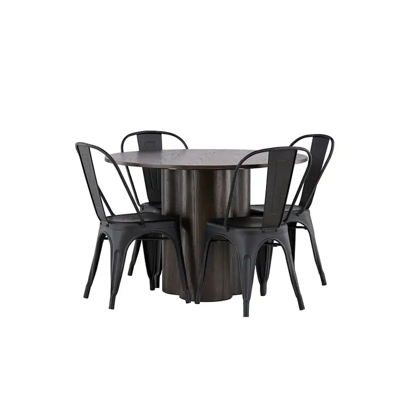 Spisegruppe Venture Home Olivia Ø 110 cm med 4 Tempe Stoler