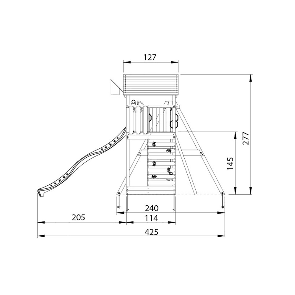 Lektorn Jungle Gym Mansion 2.1 Klättermodul Grön Rutschkana & Sand
