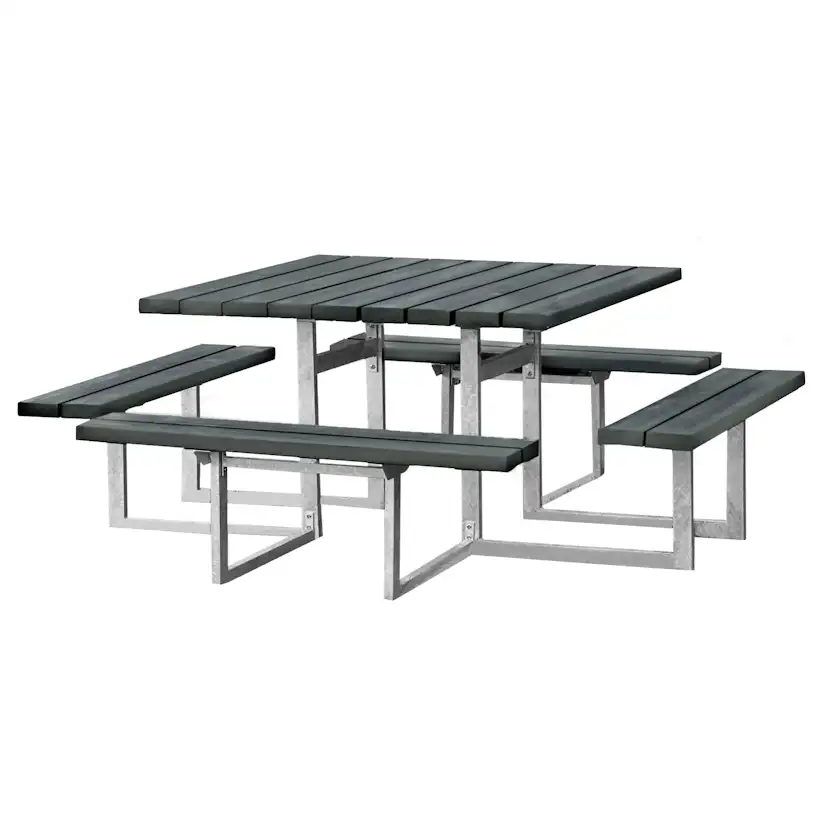 Picknickbord Hortus Nonwood Antracit Galvaniserad Ram 8 Personer
