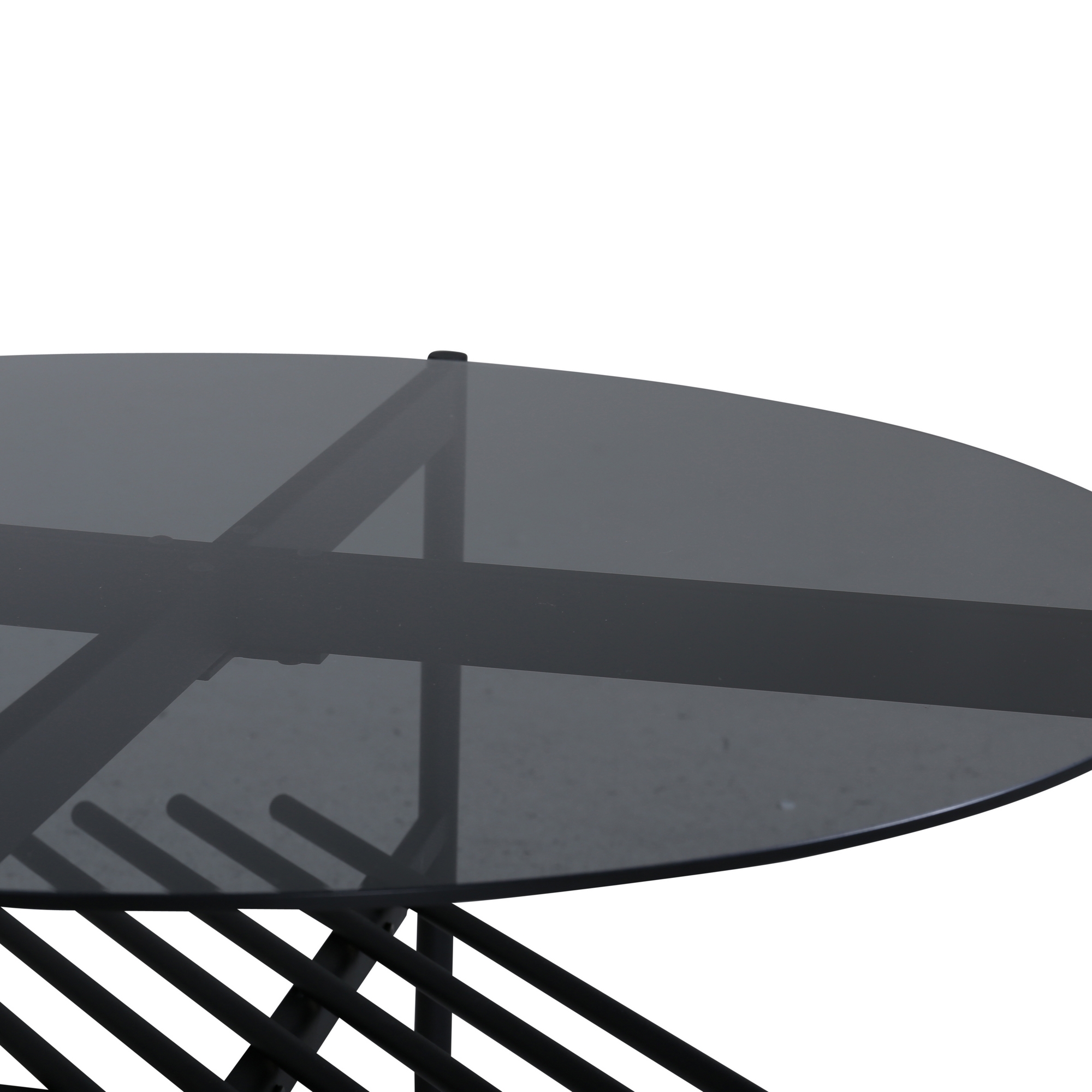 Von Staf Round Sofa Table - black / Black Smoked Glass glass Svart Glas