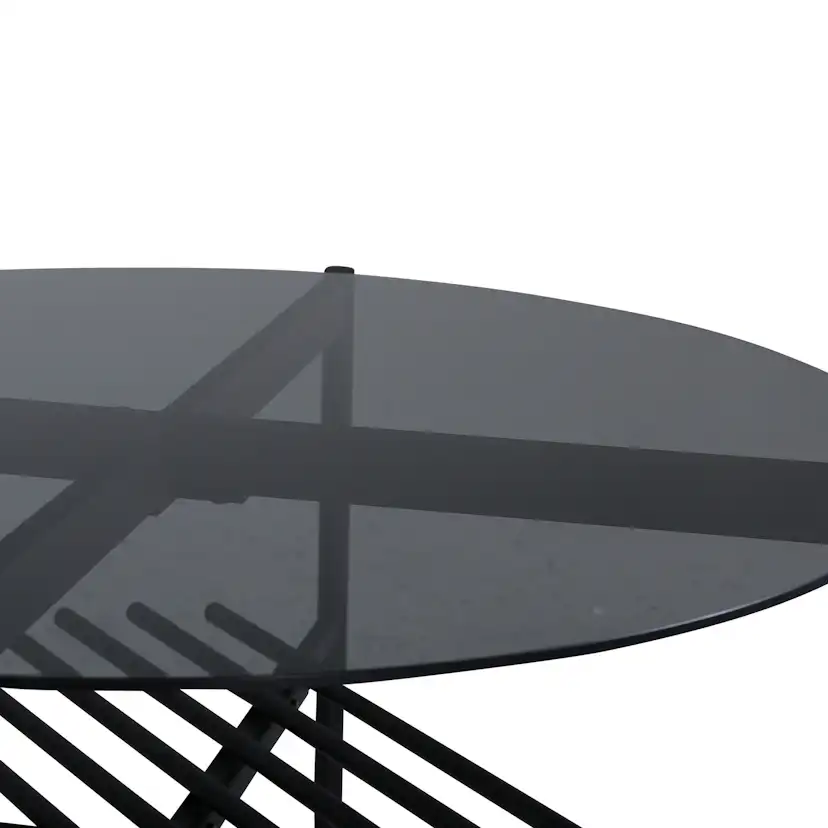 Von Staf Round Sofa Table - black / Black Smoked Glass glass Svart Glas