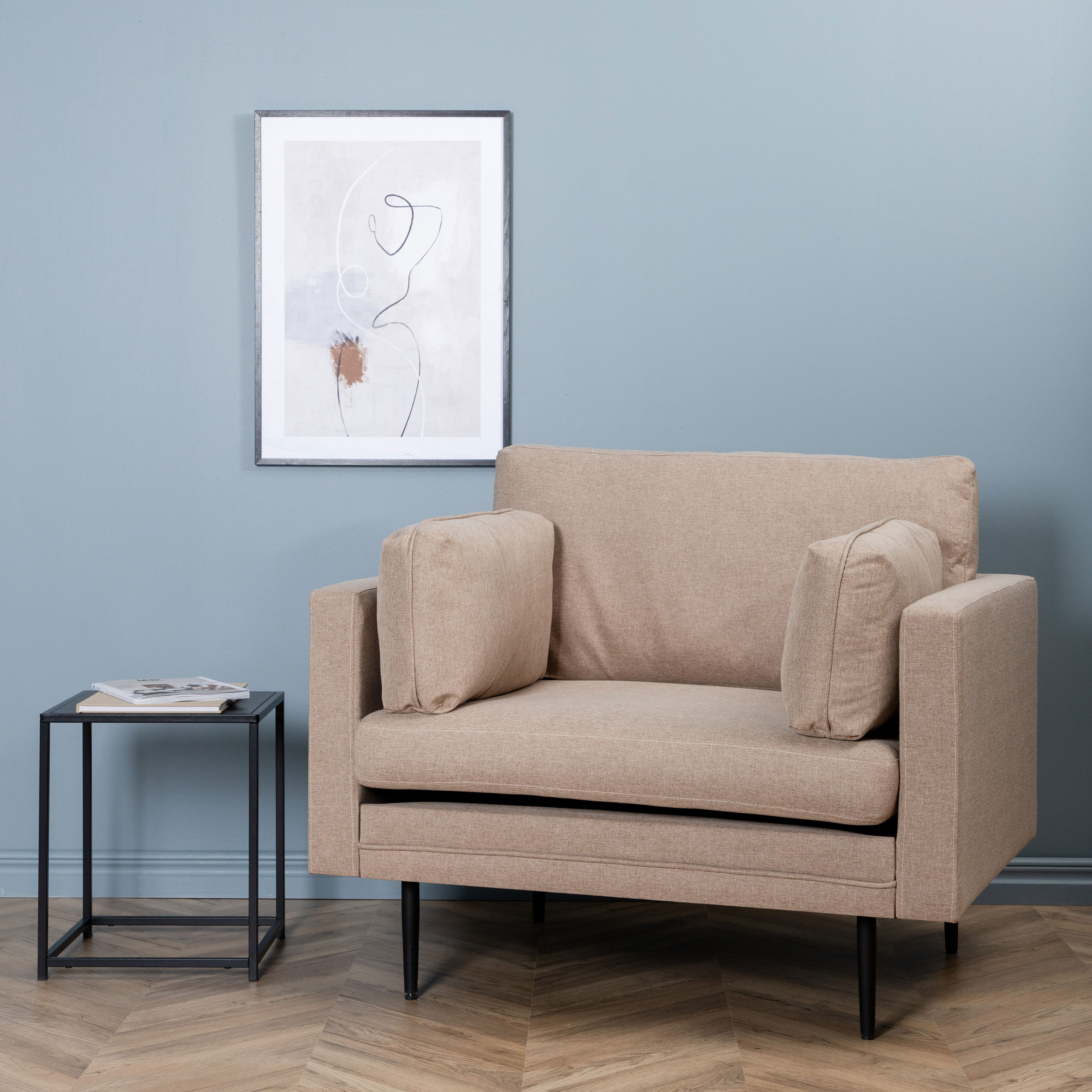 Boom Single Sofa - Black / Brown Fabric Brun