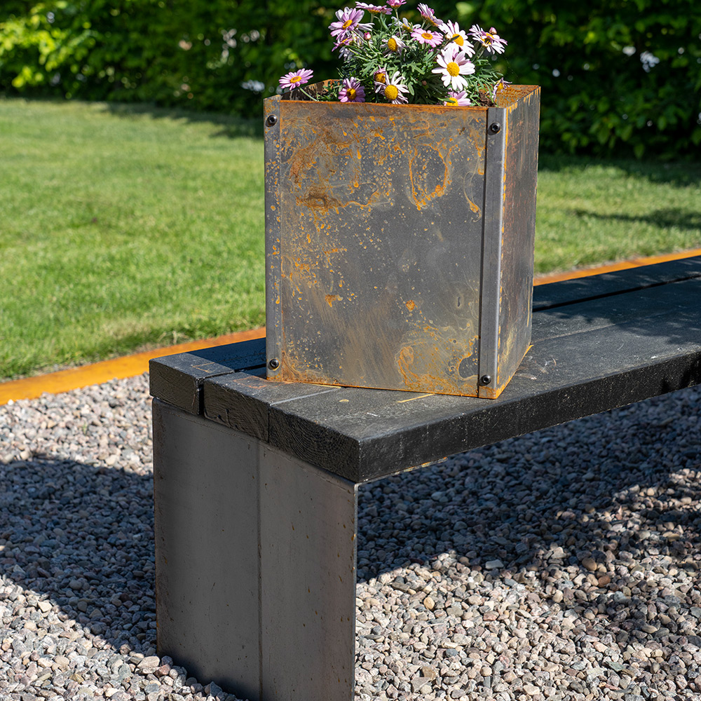 Parkbänk 2-pack bänkstativ corten Corten