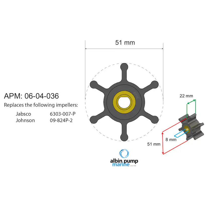 Impeller Albin Group Marine för Ballastpump
