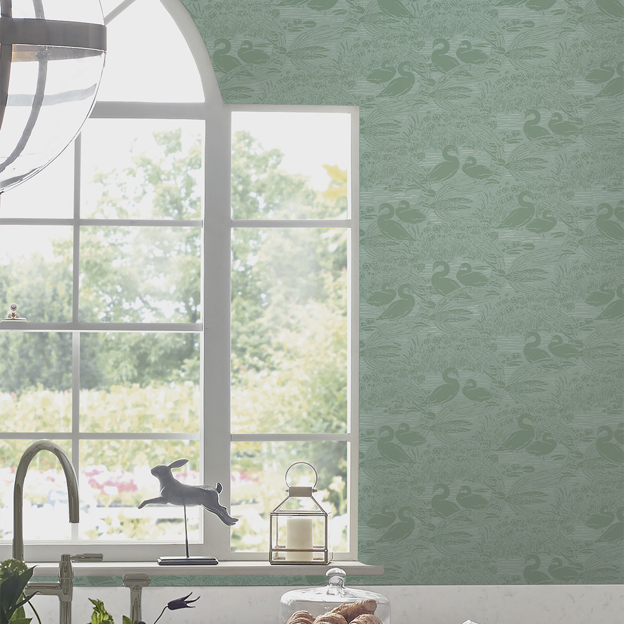 Tapet Laura Ashley Swans Jade Grön 118472