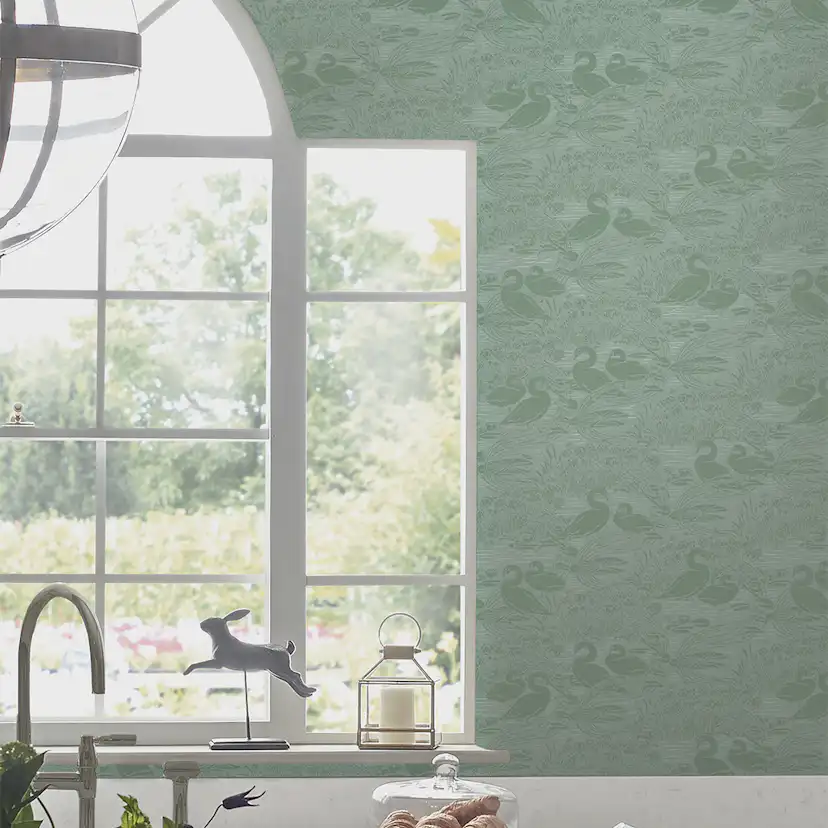 Tapet Laura Ashley Swans Jade Grön 118472