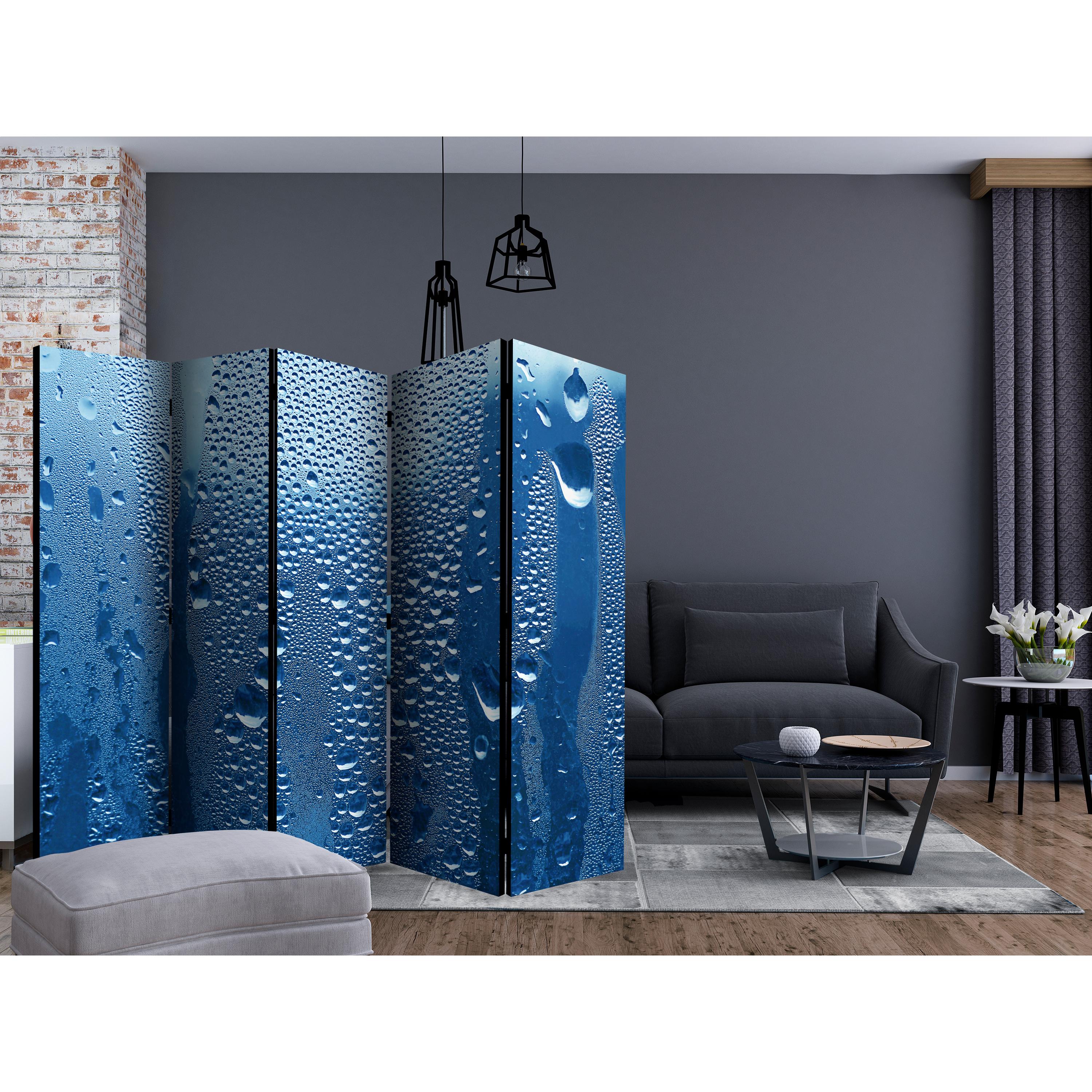 Rumsavdelare Arkiio Water Drops on Blue Glass II 225x172 cm