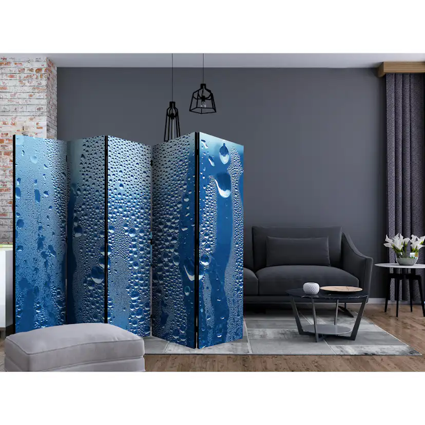 Rumsavdelare Arkiio Water Drops on Blue Glass II 225x172 cm