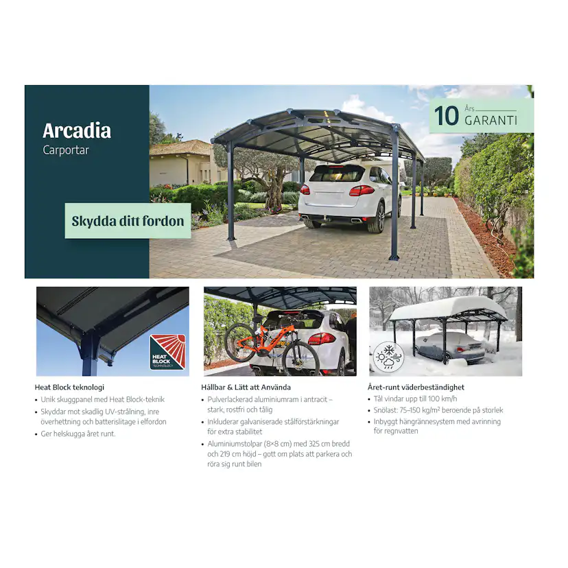 Dubbel Carport Canopia by Palram Arcadia I Metall 3,6x11 m