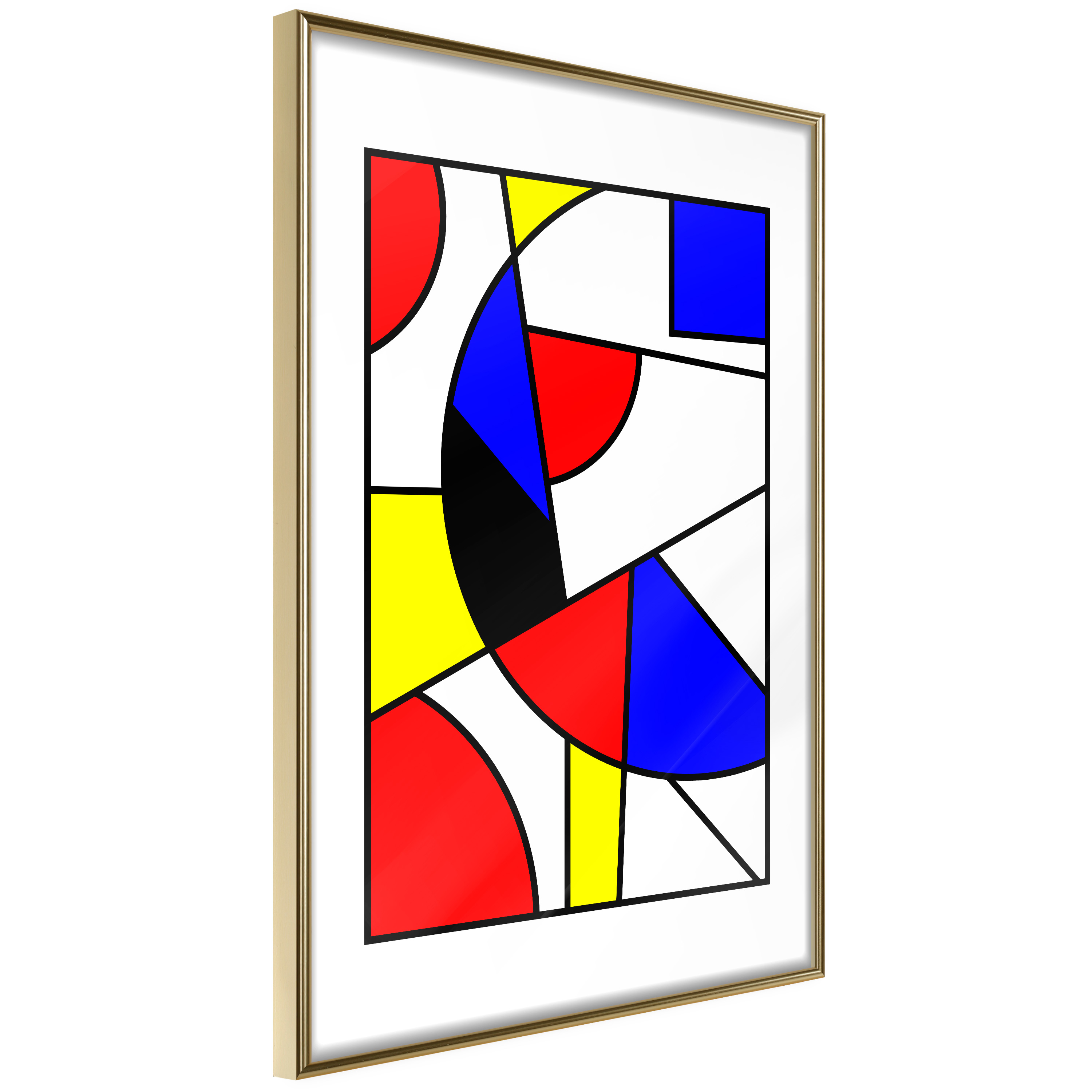 Affisch - Abstraction De Stijl [Poster] 20x30 Guld ram, 20x30 cm