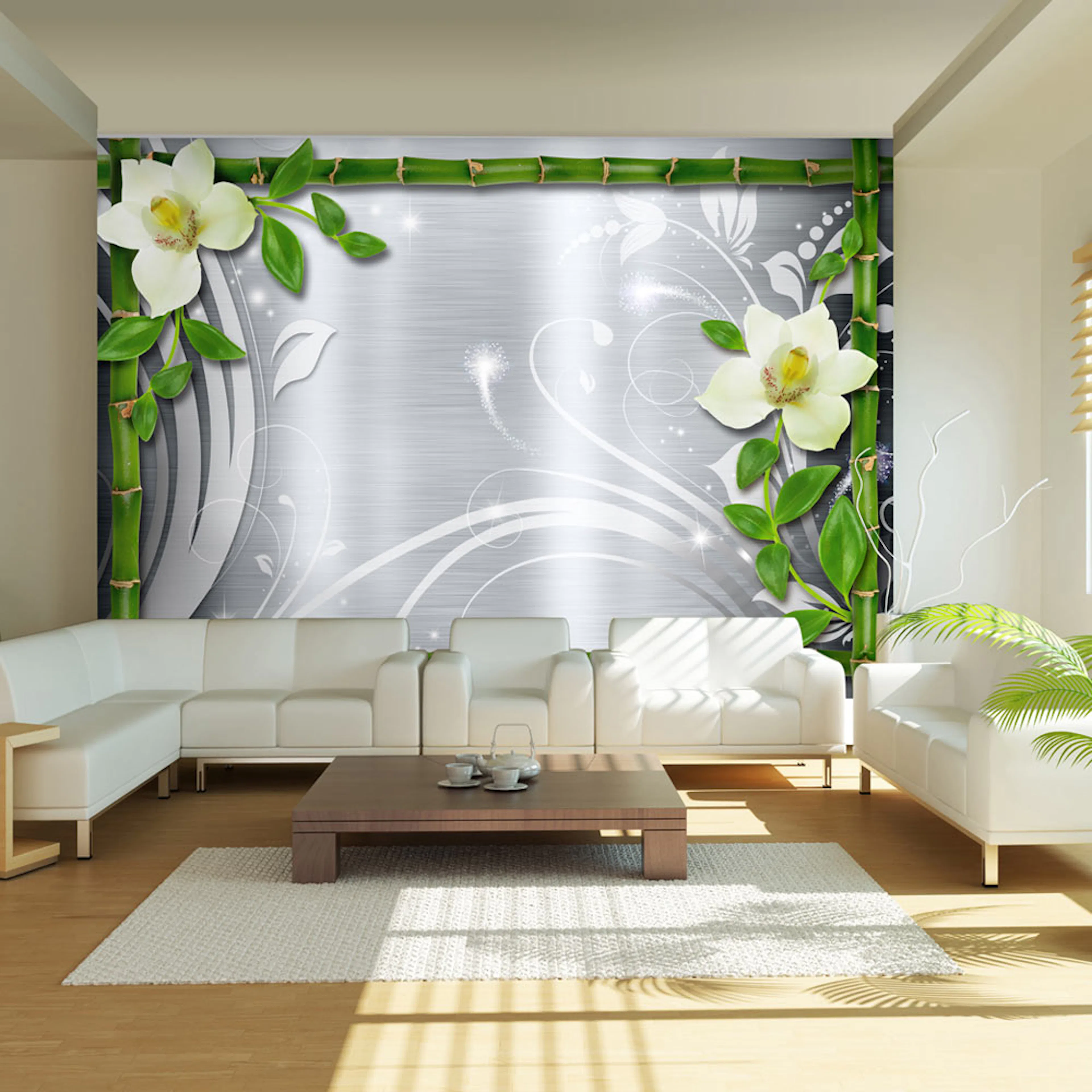 Fototapet Arkiio Bamboo And Two Orchids