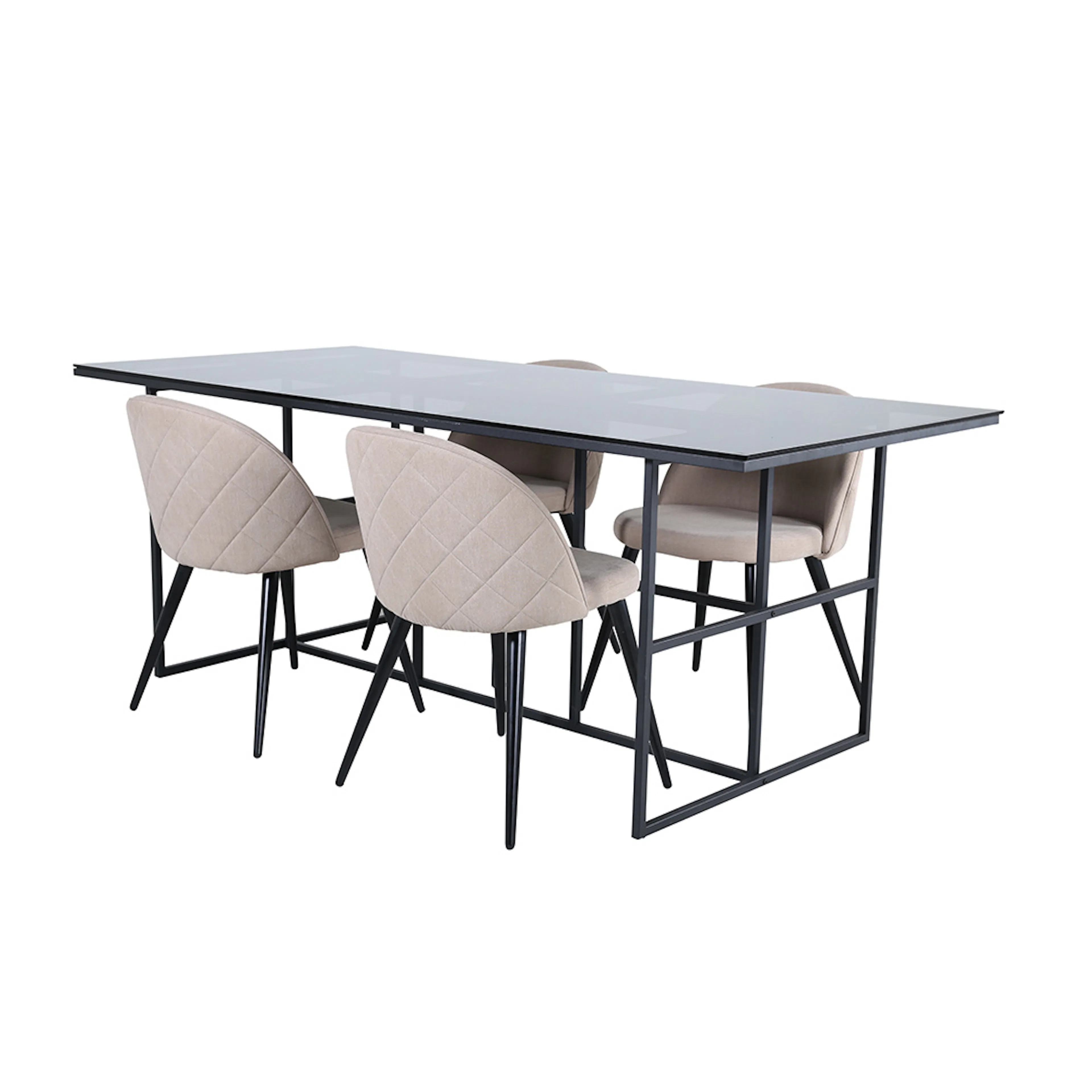 Leif Dining Table  - Black / Black smoked smoked Glass+Velve Material Polyester