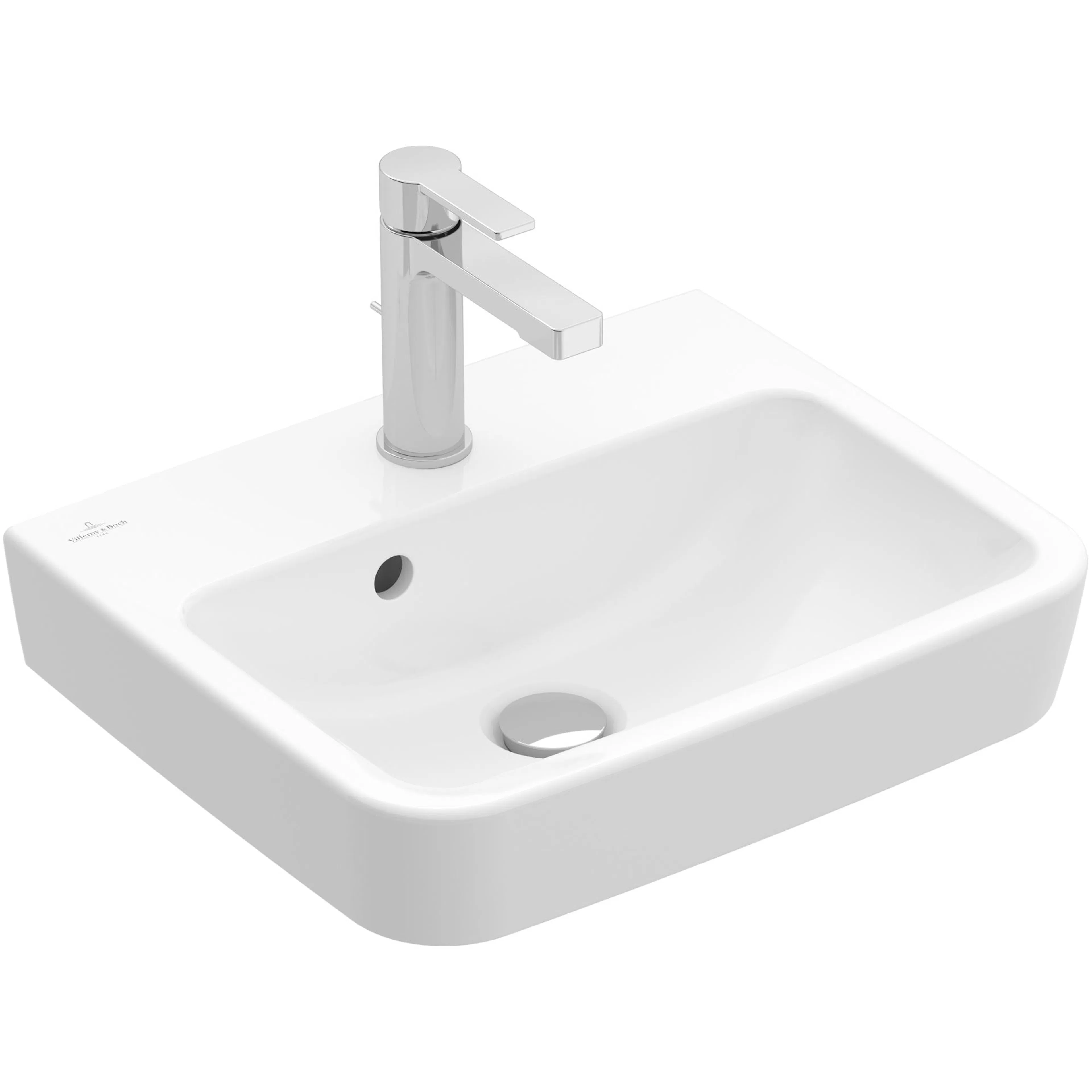 Tvättställ villeroy & Boch O.novo 434447R1 Vit Alpin CeramicPlus, Med Bräddavlopp, 450 mm, Utan Blandarhål