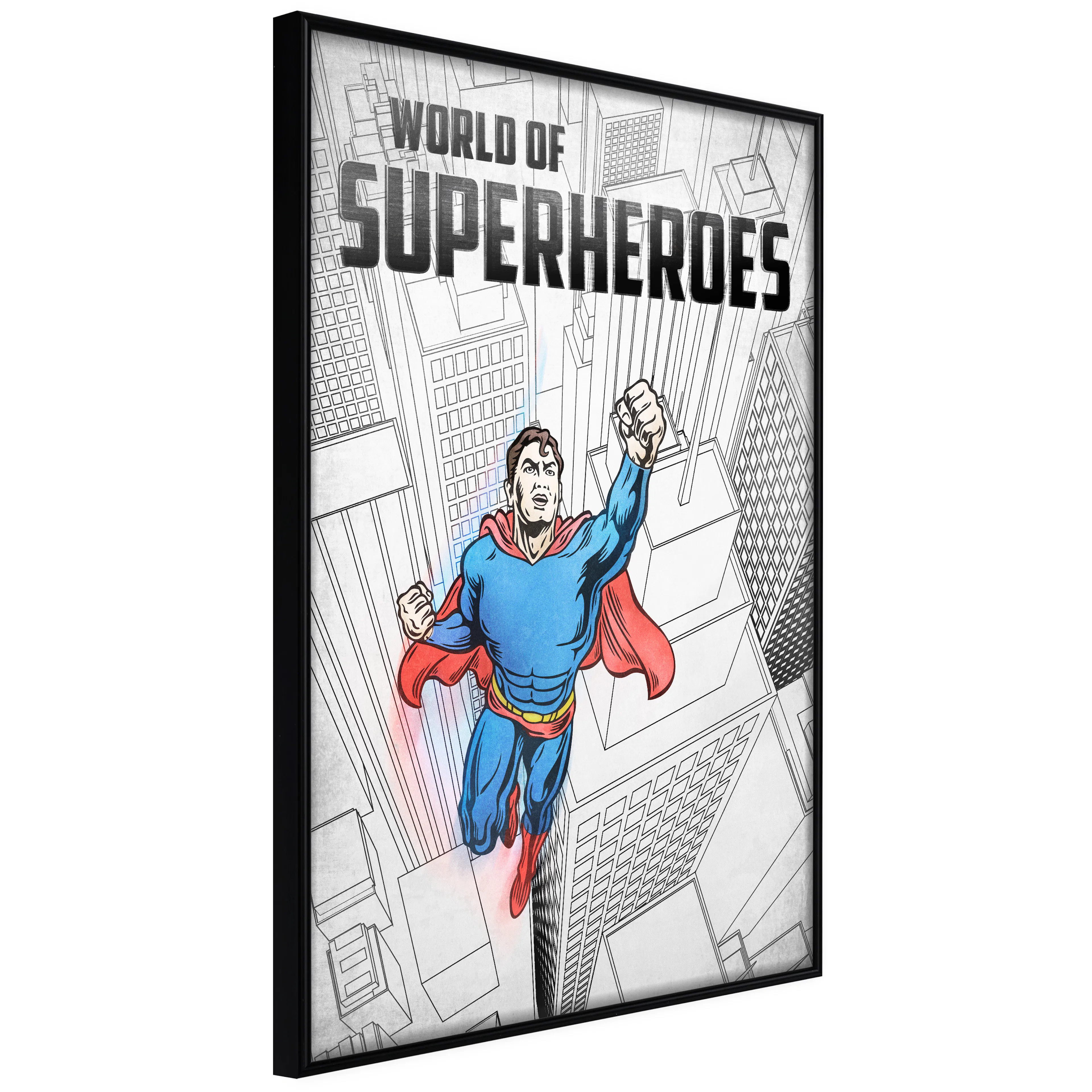 Affisch - World of Superheroes [Poster] 40x60 Svart ram, 40x60 cm
