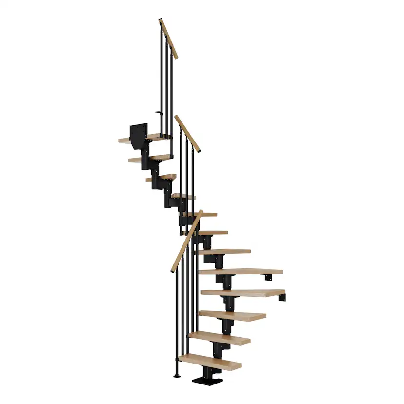DUBLIN ek steg 1/2 svängd svart CLASSIC III räcke 12T 61cm Svart, LxB: 1370x610 mm