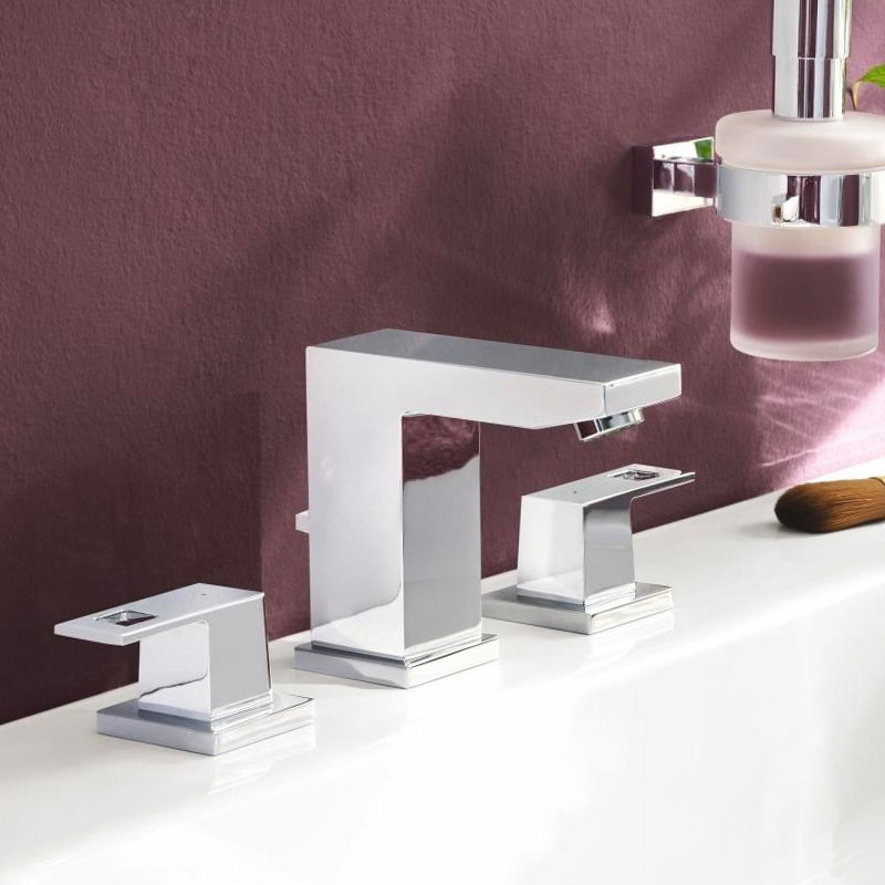 Tvättställsblandare Grohe Eurocube 3-håls med Lyftventil