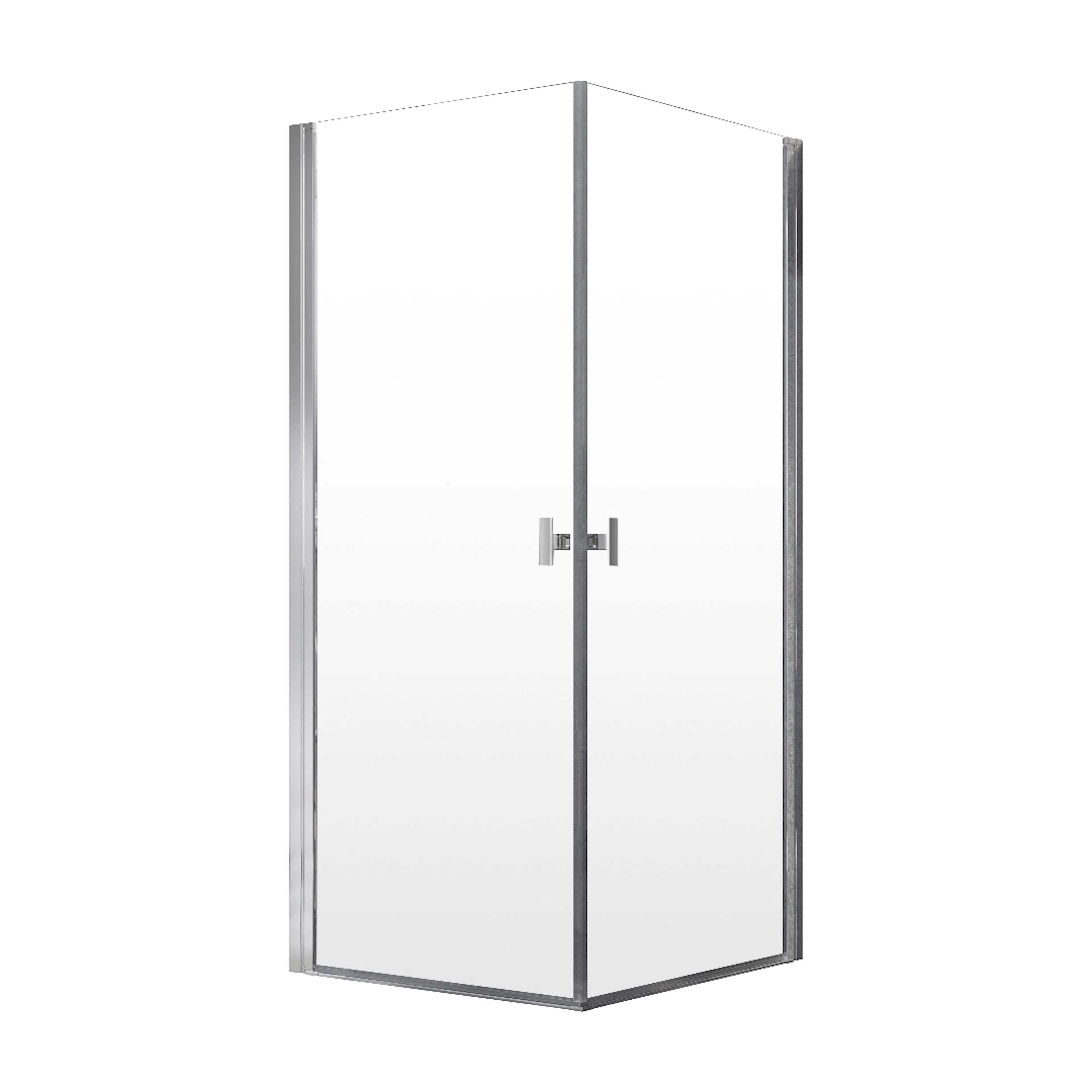 Noma 120 fyrkantigt hörn, STD 900 mm, 2 raka dörrar, 6 mm kl 880x880 mm, Borstad Nickel