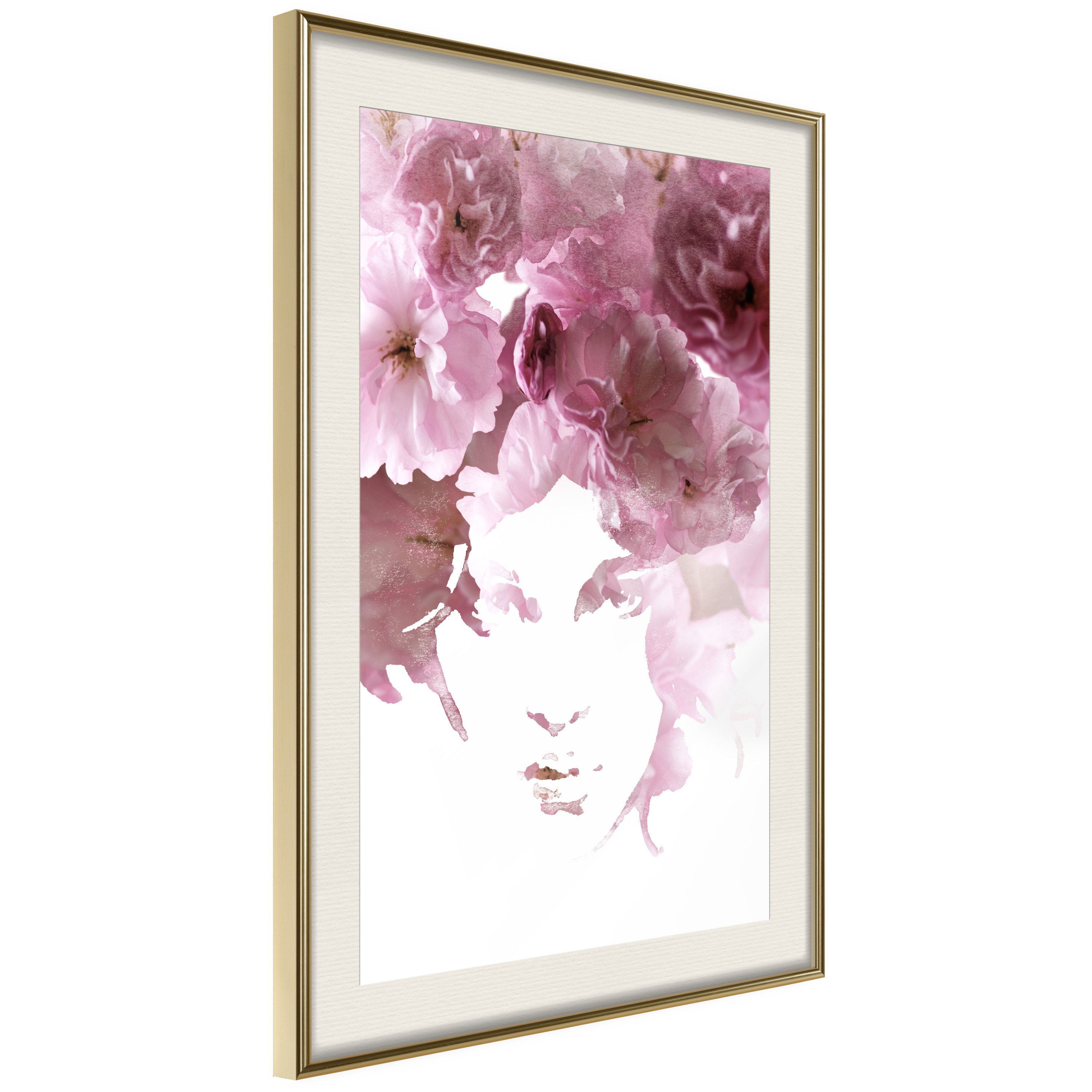 Affisch - Flowery Look [Poster] 30x45 Guld ram med passepartout, 30x45 cm