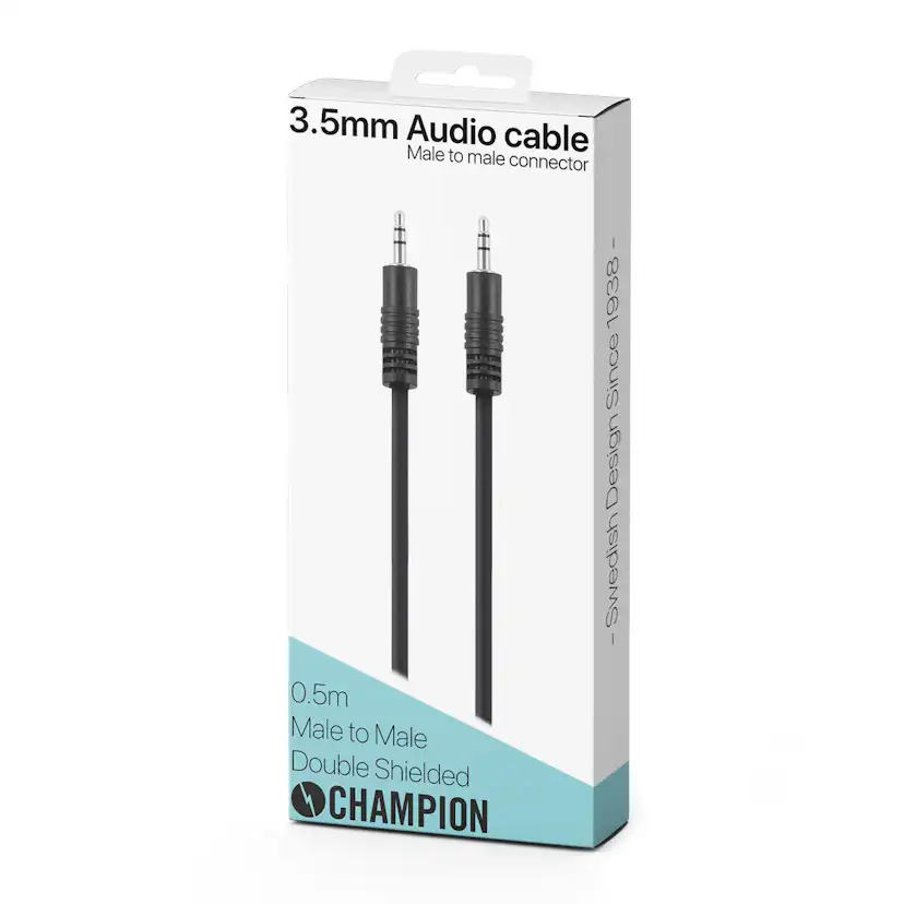 Ljudkabel Champion 3,5mm - 3,5mm Hane-Hane 0.5m