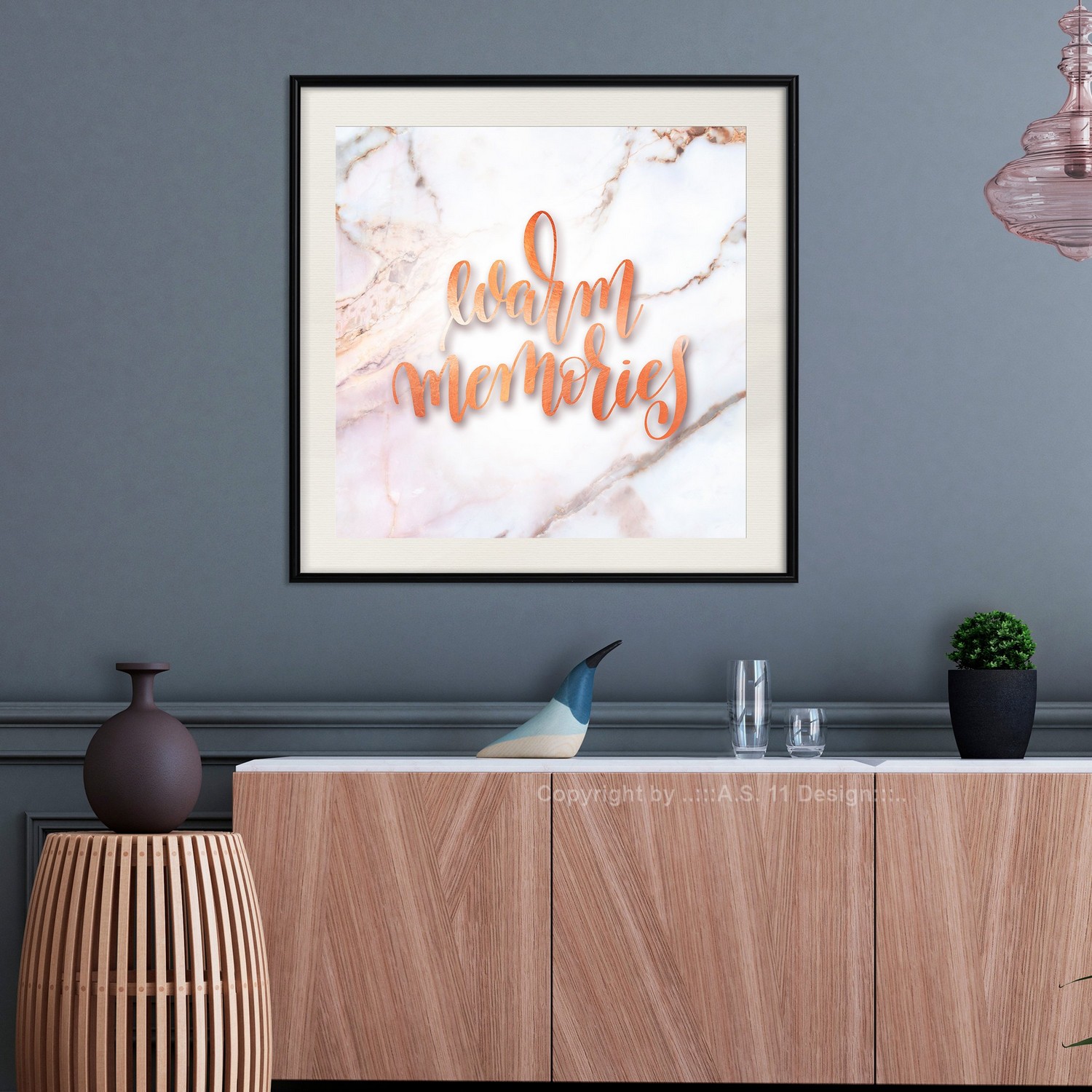 Affisch - Warm Memories (Square) [Poster] 20x20 Svart ram med passepartout, 20x20 cm
