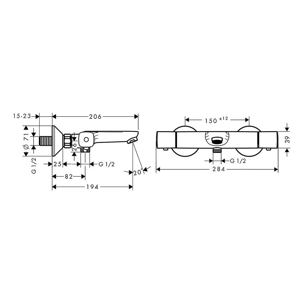 Dusch- och Badkarsblandare Hansgrohe Ecostat Universal 150 cc