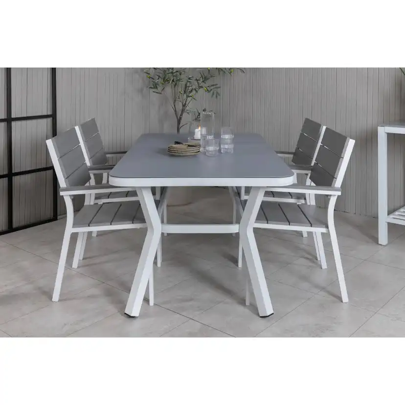 Matgrupp Venture Home Virya Matgrupp Utomhus 160cm med 4 Levels Stapelbara Matstolar