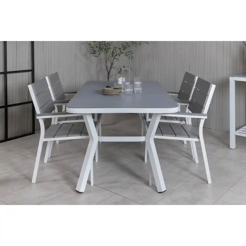 Matgrupp Venture Home Virya Matgrupp Utomhus 160cm med 4 Levels Stapelbara Matstolar