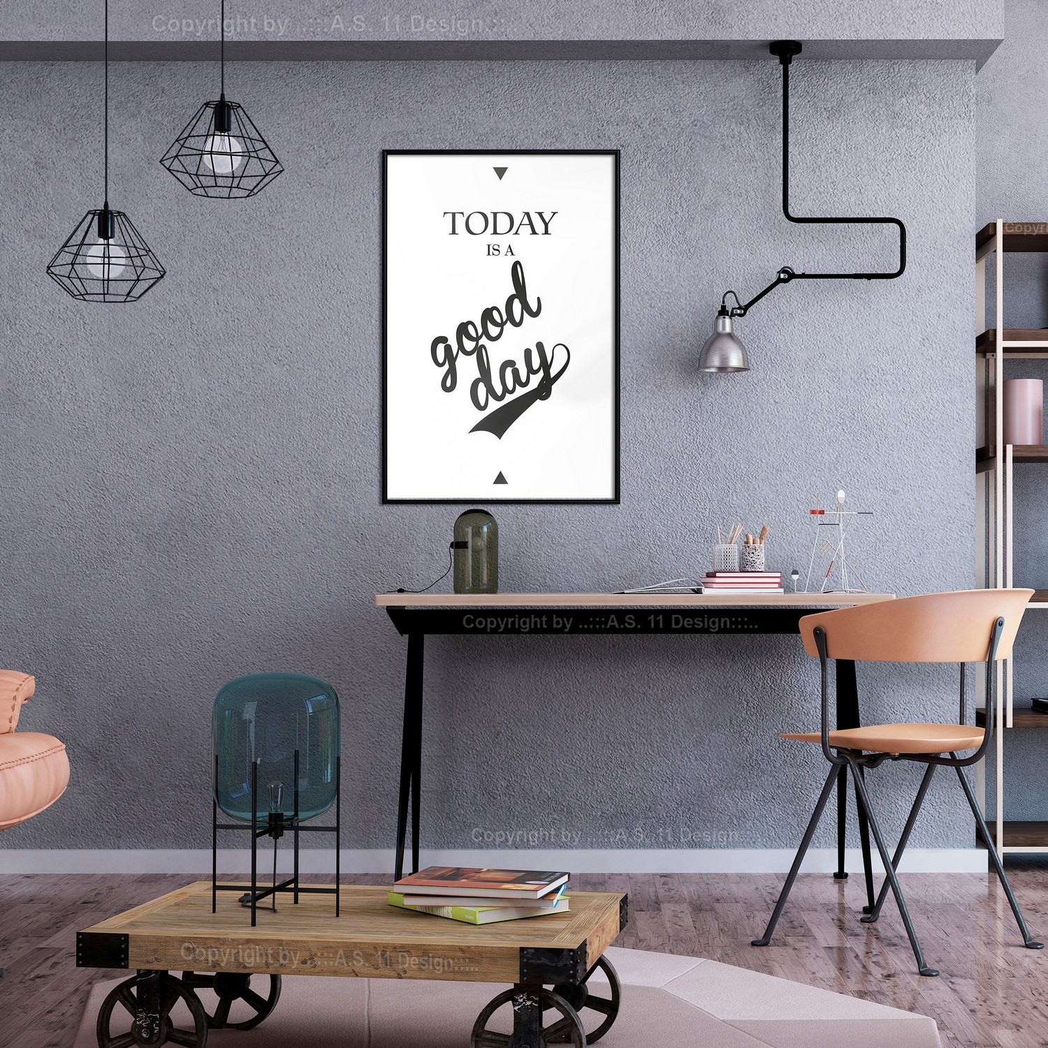 Affisch - Today Is a Good Day [Poster] 30x45 Svart ram, 30x45 cm