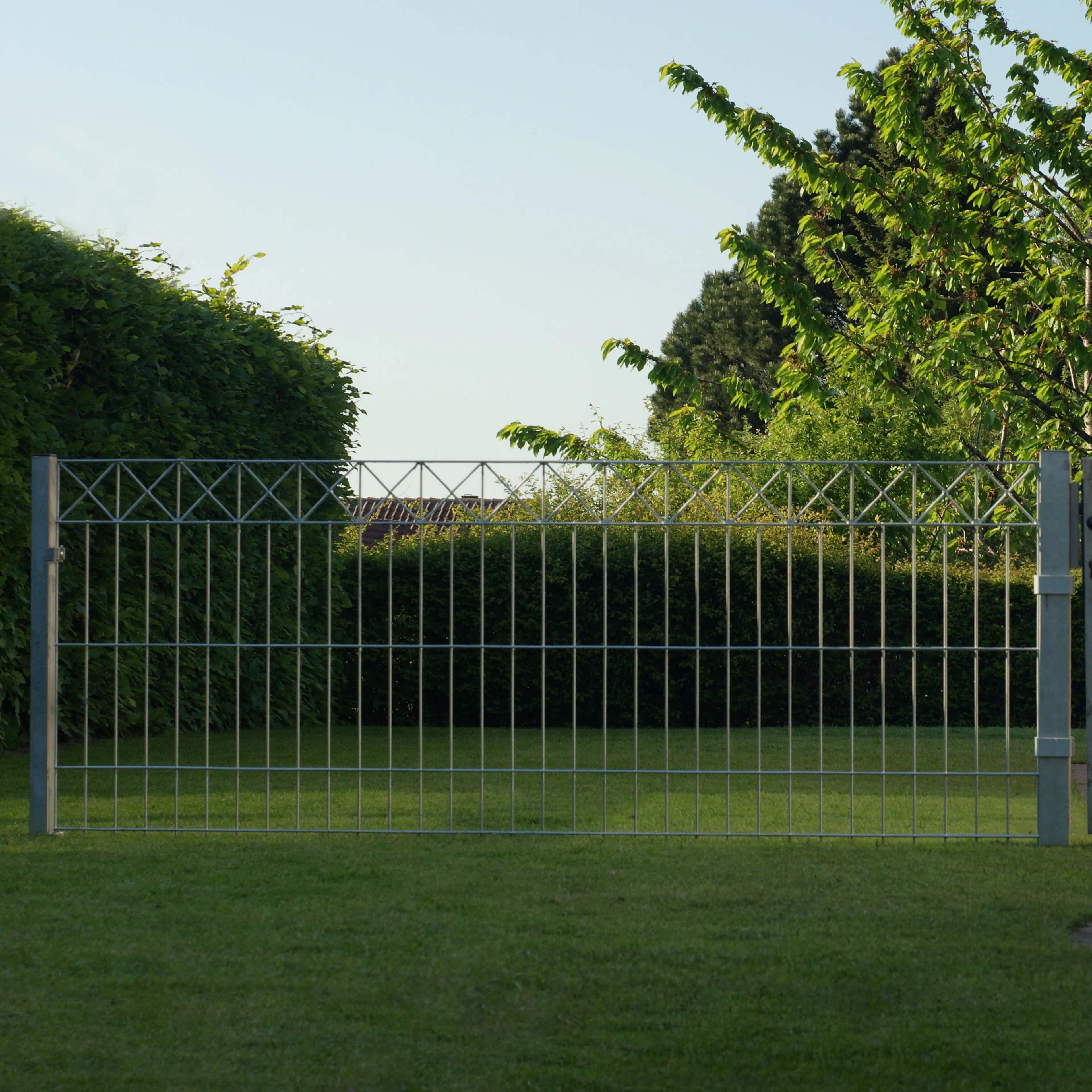 Panelstängsel med deko "X", 78 x 200 cm, galvaniserat Galvaniserad