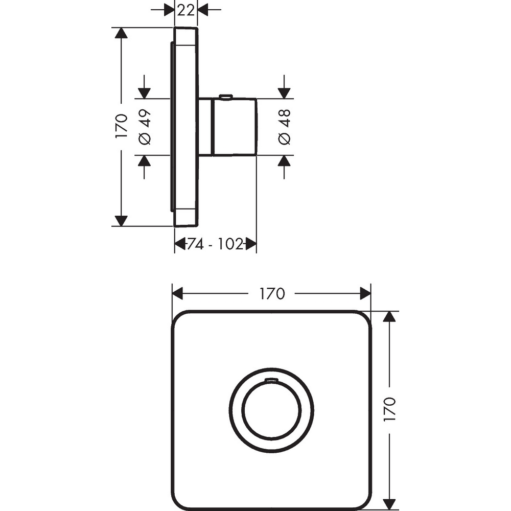 Inbyggnadsblandare Axor ShowerSelect Soft Highflow