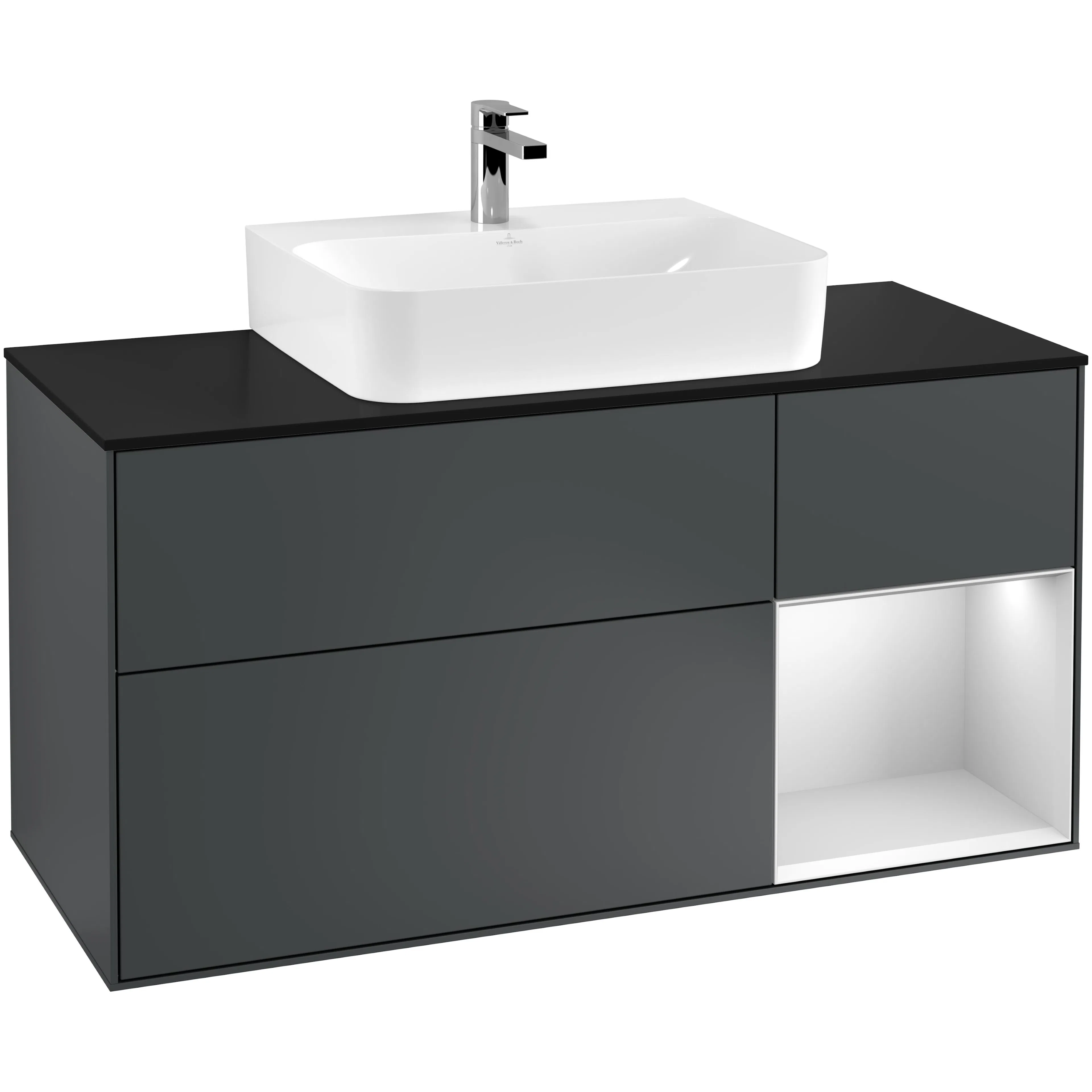 Tvättställsskåp Villeroy & Boch Finion med 3 Lådor Hylla och Bänkskiva för Centrerat Tvättställ