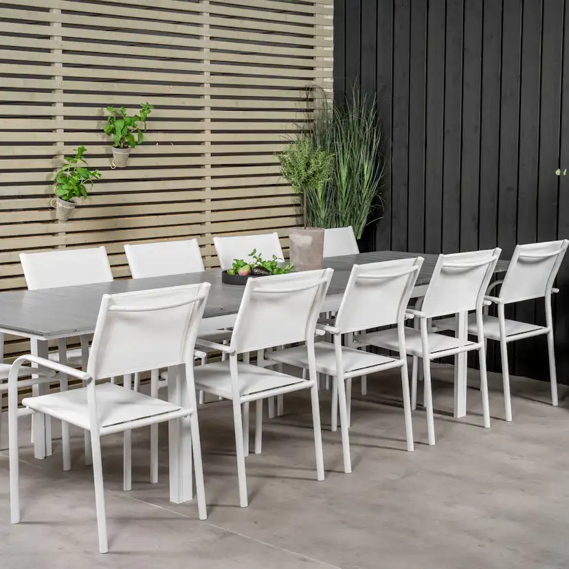 Levels Dining Table 224/324*100 - White Alu / Grey Aintwood Vit/Grå