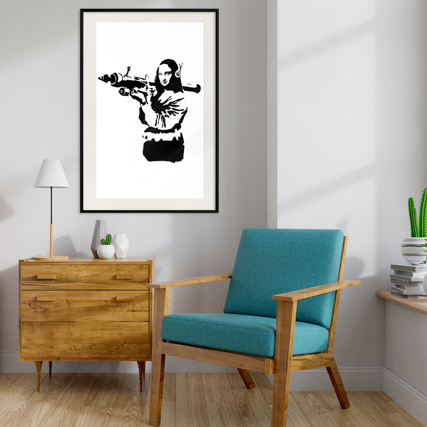 Poster Artgeist Affisch Banksy Mona Lisa with Rocket Launcher