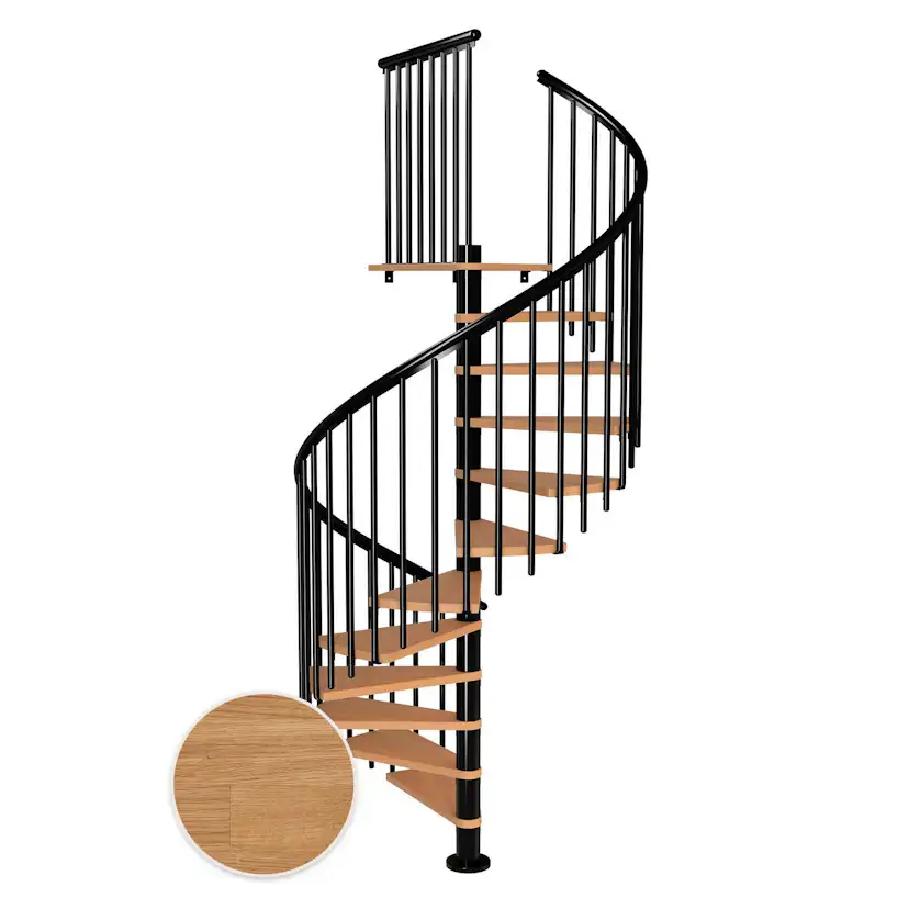 MONTREAL spiral ek oljad svart CLASSIC4 12T Ø160 Svart, D: 1600 mm, Golv till golv höjd: 2700-3090 mm, 12+1 steg