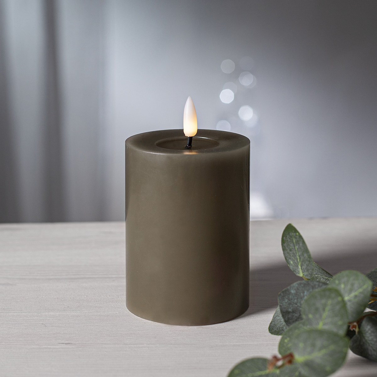 LEDBlockljus Flamme Flow 12,5 cm Mole Brun