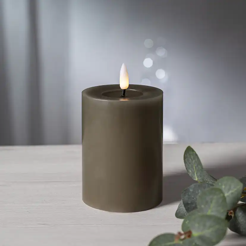 LEDBlockljus Flamme Flow 12,5 cm Mole Brun