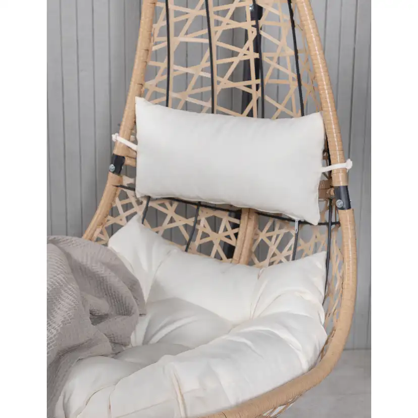 Edinburgh Hanging chair - Black frame/nature wicker/white cu Svart/Natur
